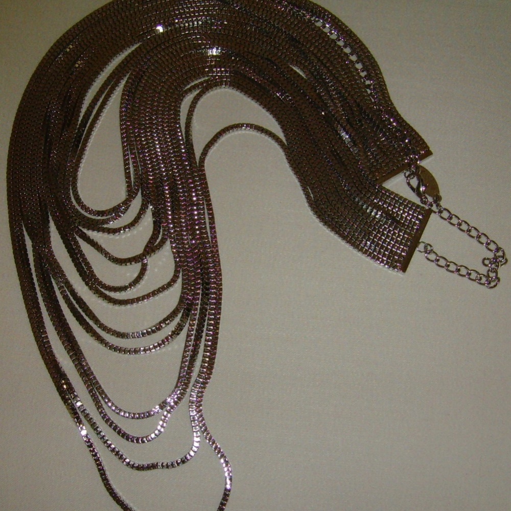 CARA 12 Strand Silver-Tone Cascading Necklace - Picture 8 of 9